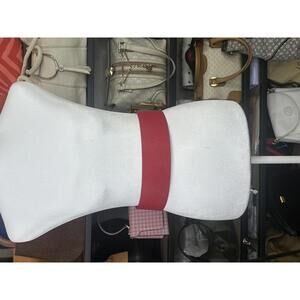 White House Black Market Red Reversible Wide Waist Belt Gold Buckle